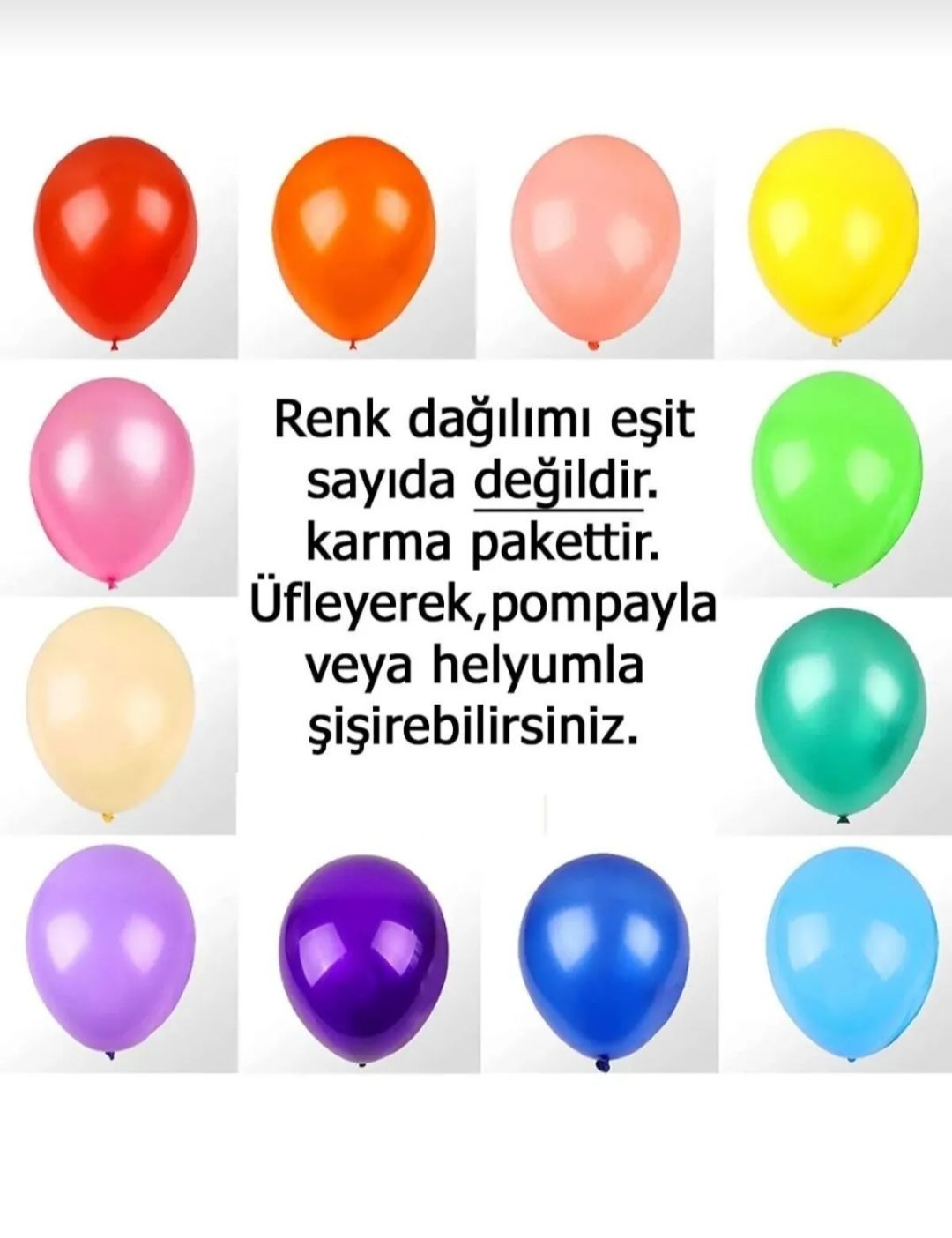 KARIŞIK RENKLİ METALİK BALON 12 INC 5 ADET
