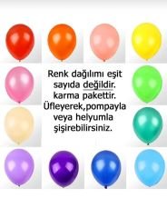 KARIŞIK RENKLİ METALİK BALON 12 INC 50 ADET