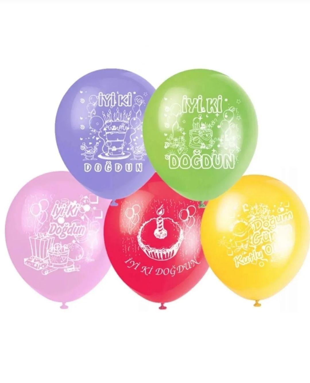 İYİKİ DOĞDUN BASKILI BALON KARIŞIK MİX 20 ADET